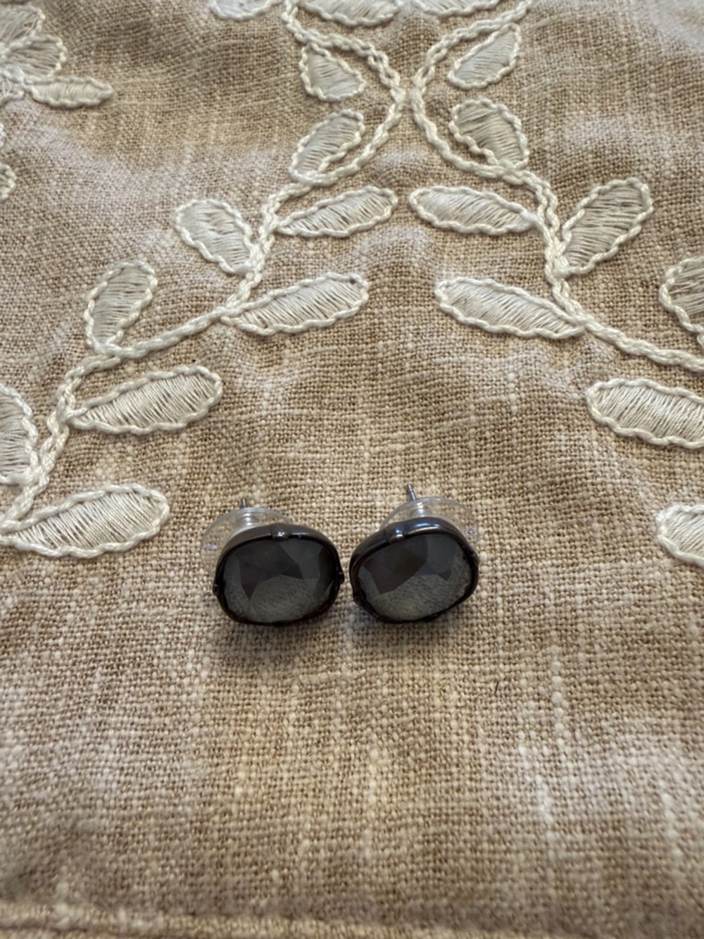 Touchstone Crystal Faceted Stud Earrings - Dark Gray